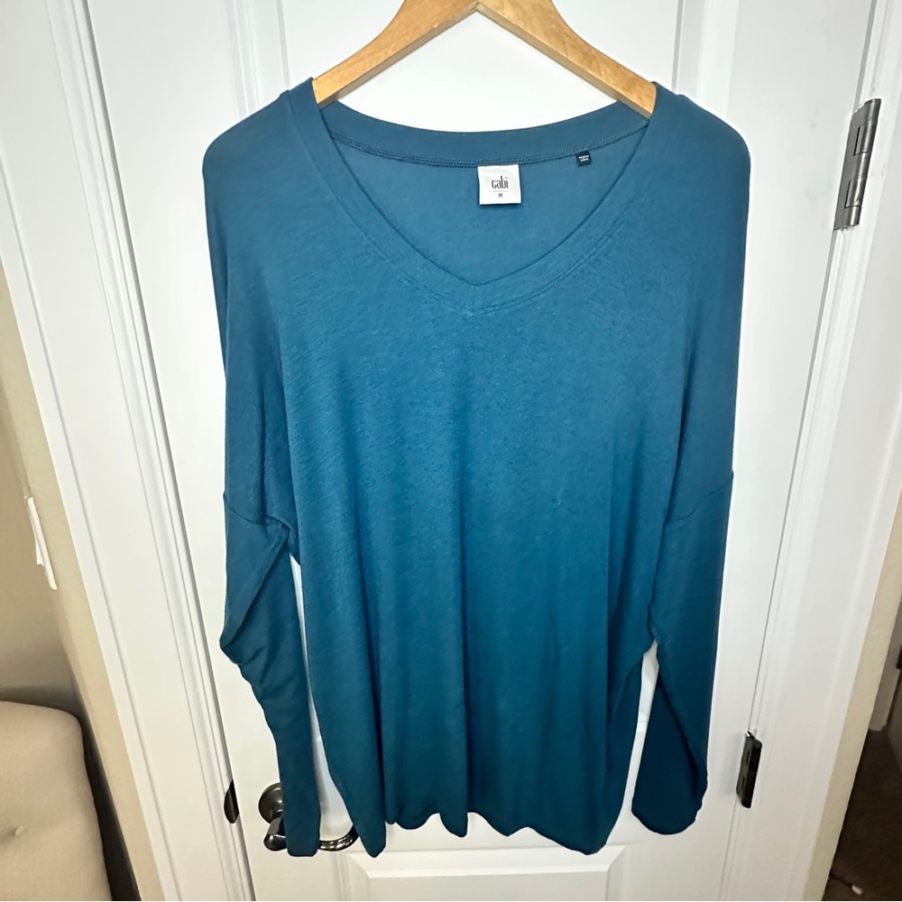CAbi Serenity Tee Teal V-Neck Soft Long Sleeve
